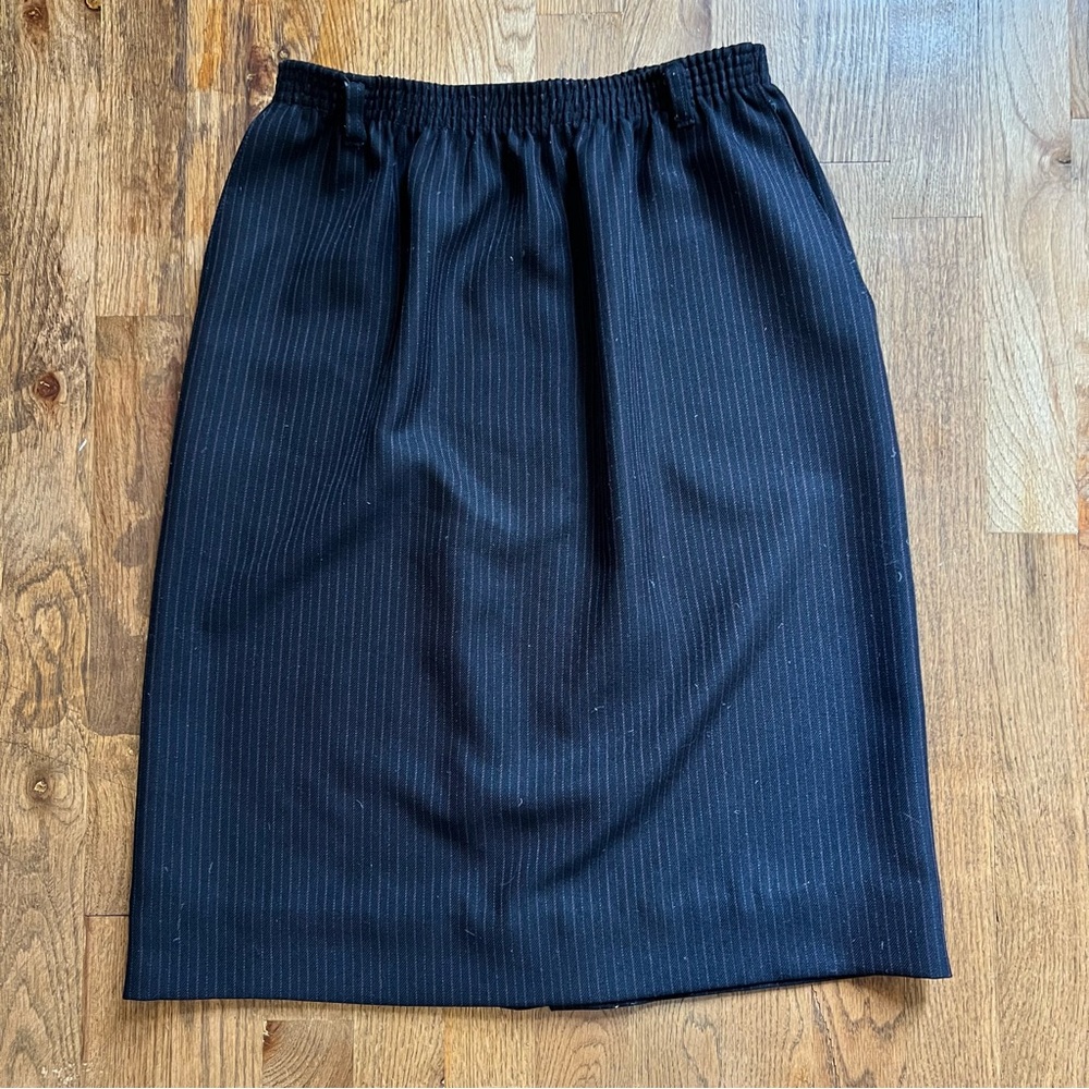 Alfred Dunner Black Pinstripe Pencil Skirt